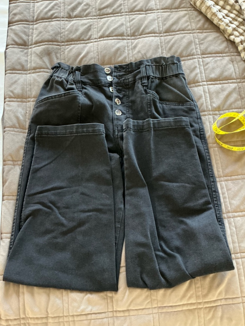 Black Jeans with Ruffled Waist